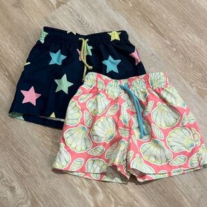 Kids Star and Shell Pattern Swim Trunks
